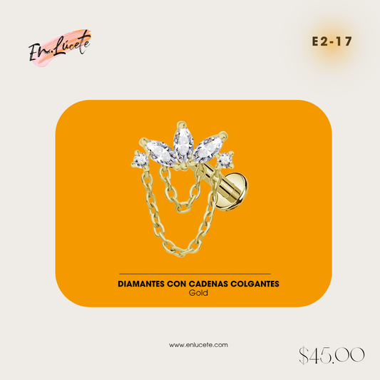 E2-17 Diamantes con Cadenas Colgantes