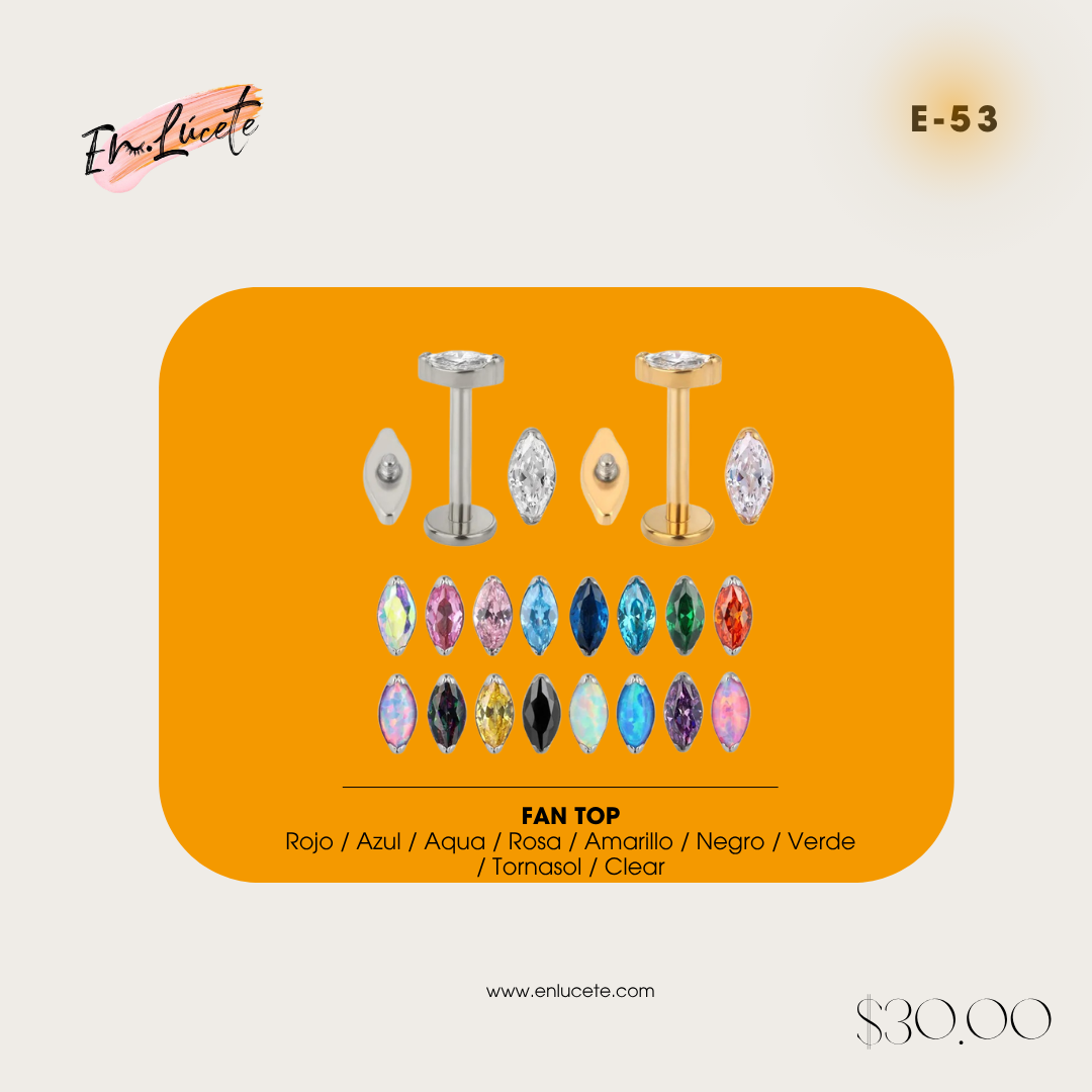 E-53 FAN TOP (Rojo / Azul / Aqua / Rosa / Amarillo / Negro / Verde / Tornasol / Clear)