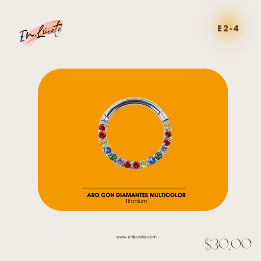 E2-4 Aro con Diamantes Multicolor